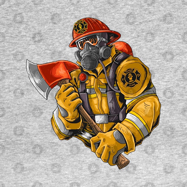 fire fighter with axe by Mako Design 